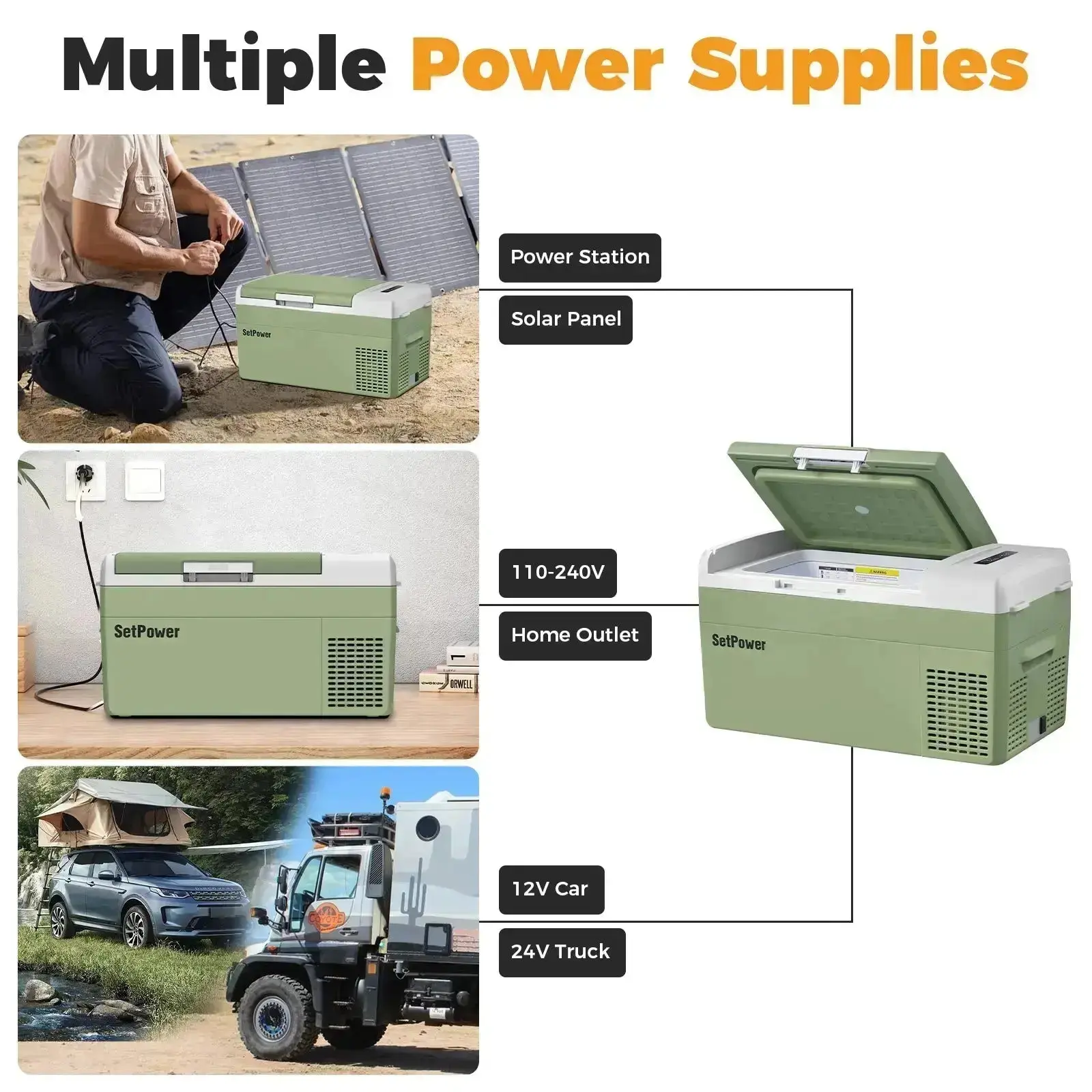Setpower FC15 Portable Refrigerator Freezer Car Refrigerator 15.8Qt Green - Image 5