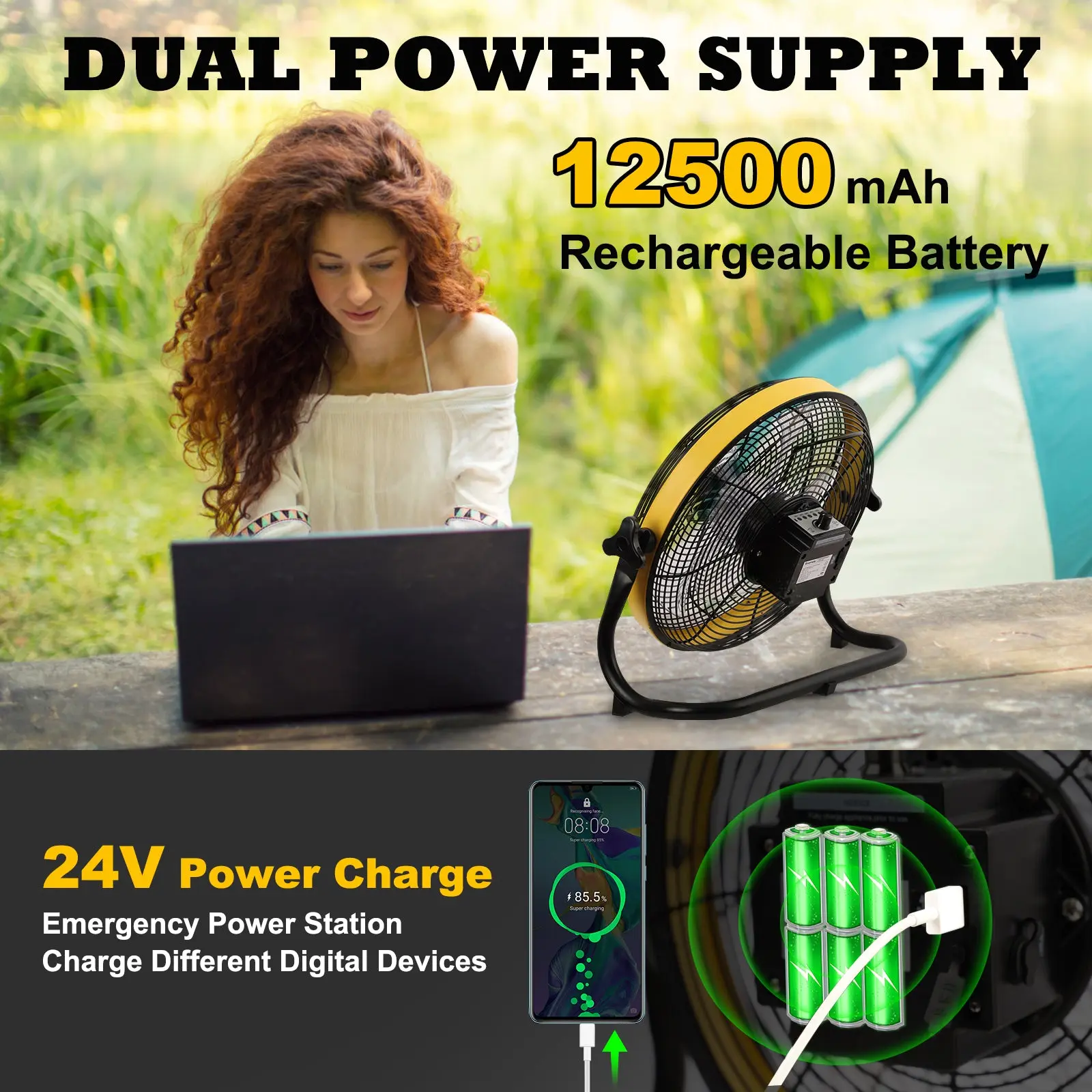 Setpower Smartele 16/12" Portable Battery Operated Floor Fan - Image 7